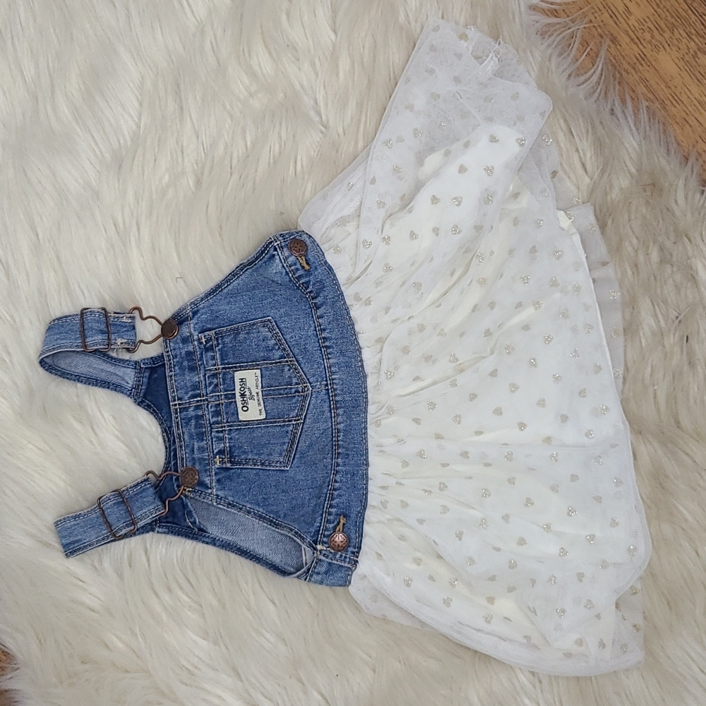 OshKosh B'Gosh girls overall dress with hearts 24m